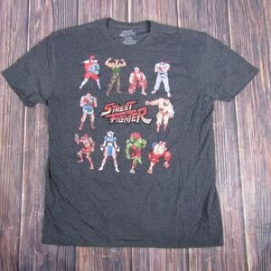 Street Fighter Shirt Mens XL Gray Capcom Graphic Tee Video Game Characters 2018